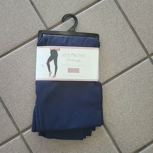 NWT Ava Rose Maternity L/XL Navy Blue Seamless Belly Leggings Footless